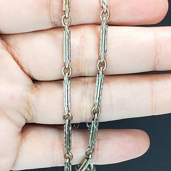 Victorian Simmons Gold Filled Watch Chain Choker Necklace 14.5" Art Deco Signed - Picture 6 of 6